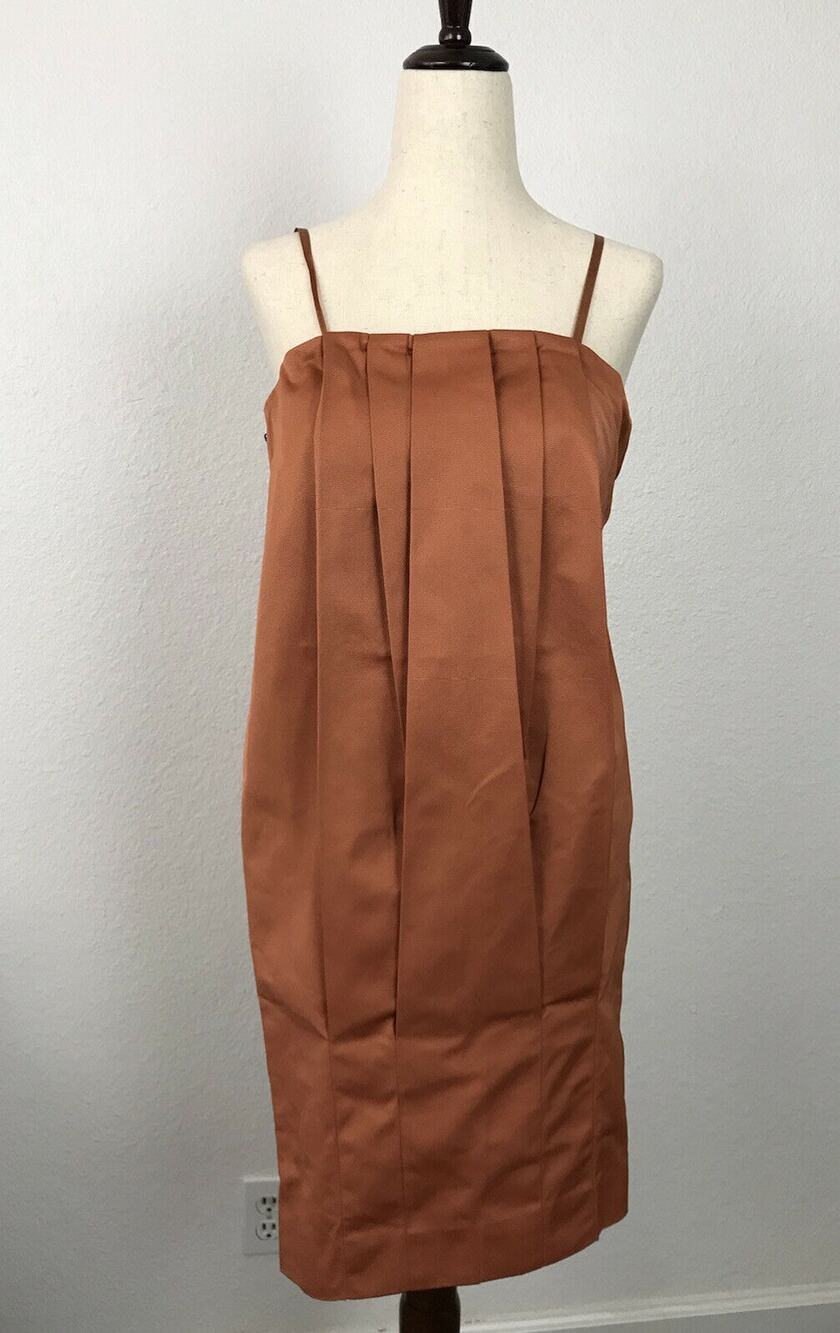 Max Azria Pleated Bodycon Tank Dress Rust